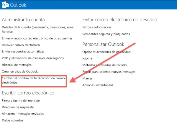 Cambiar cuenta hotmail a outlook